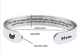 8MM MOM Wings Stainless Steel Bracelet Engraved Jewelry