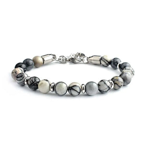 8MM Matte Map Stone Bracelet Yellow Tiger Eye Volcanic