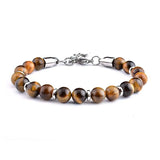 8MM Matte Map Stone Bracelet Yellow Tiger Eye Volcanic