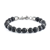 8MM Matte Map Stone Bracelet Yellow Tiger Eye Volcanic