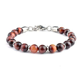 8MM Matte Map Stone Bracelet Yellow Tiger Eye Volcanic