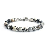 8MM Matte Map Stone Bracelet Yellow Tiger Eye Volcanic