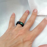 8MM Tungsten Carbide Ring Abalone Shell and Cubic Zirconia Inlay Wedding Band