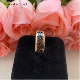 8MM Tungsten Wedding Band Rose With Meteorite Inlay Comfort Fit
