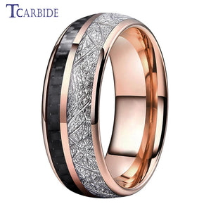 8MM Tungsten Wedding Band Meteorite Carbon Fiber Inlay