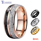 8MM Tungsten Wedding Band Meteorite Carbon Fiber Inlay