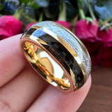 8MM Tungsten Wedding Band Meteorite Carbon Fiber Inlay