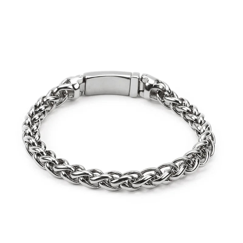 8MM Mens Gold Stainless Steel Chain Link Bracelet Friendship Biker Jewelry