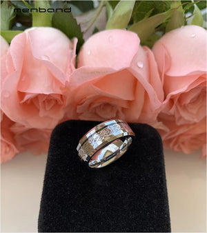 8MM Tungsten Ring Wood & Steel Dragon Inlay Wedding Band Comfort Fit