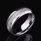 Meteorite Stone Inlaid Steel Ring Wedding Band