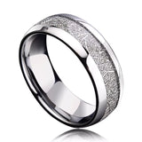 Meteorite Stone Inlaid Steel Ring Wedding Band