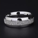 Meteorite Stone Inlaid Steel Ring Wedding Band