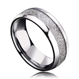 Meteorite Stone Inlaid Steel Ring Wedding Band