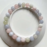8MM Morganite Bracelet Pink Green Natural Stone Bead Hand Row Gemstone