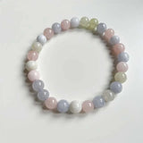 8MM Morganite Bracelet Pink Green Natural Stone Bead Hand Row Gemstone