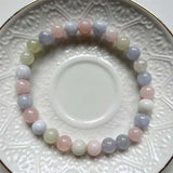 8MM Morganite Bracelet Pink Green Natural Stone Bead Hand Row Gemstone