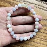 8MM Morganite Bracelet Pink Green Natural Stone Bead Hand Row Gemstone