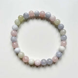 8MM Morganite Bracelet Pink Green Natural Stone Bead Hand Row Gemstone