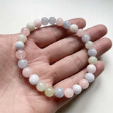 8MM Morganite Bracelet Pink Green Natural Stone Bead Hand Row Gemstone