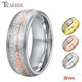 8MM Multicolor Tungsten Wedding Bands with Arrow and Meteorite Inlay