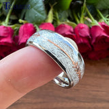 8MM Multicolor Tungsten Wedding Bands with Arrow and Meteorite Inlay