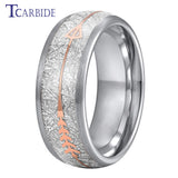 8MM Multicolor Tungsten Wedding Bands with Arrow and Meteorite Inlay