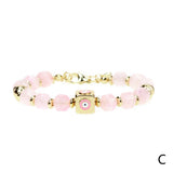 8MM Multi Semi-precious Stone Beads Bracelet with Evil Eye Pendant