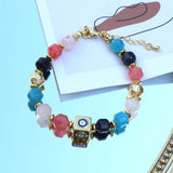 8MM Multi Semi-precious Stone Beads Bracelet with Evil Eye Pendant