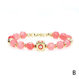 8MM Multi Semi-precious Stone Beads Bracelet with Evil Eye Pendant