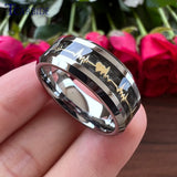 8MM Tungsten Carbide Ring Cardiogram Carbon Fiber Inlay