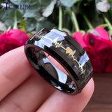 8MM Tungsten Carbide Ring Cardiogram Carbon Fiber Inlay