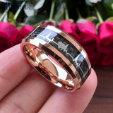 8MM Tungsten Carbide Ring Cardiogram Carbon Fiber Inlay