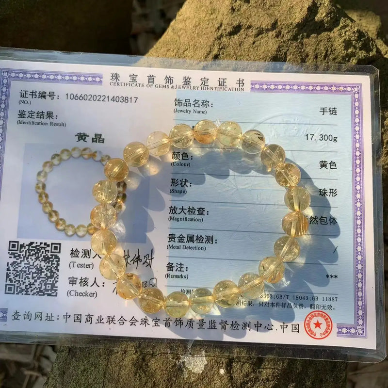 8MM Natural Azeztulite Crystal Bracelet YELLOW Stone Quartz High Frequency