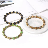 8MM Natural Agates Stone Beaded Bracelet Tibetan Buddhist Beads Charm