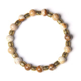 8MM Natural Agates Stone Beaded Bracelet Tibetan Buddhist Beads Charm
