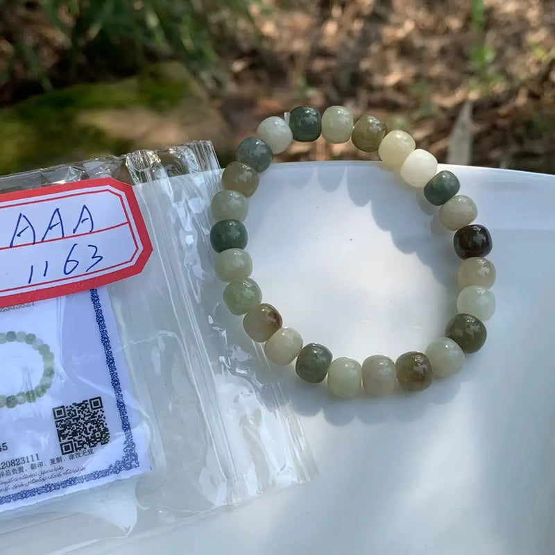 8MM Natural Green Hetian Jade Bracelet for Women