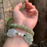 8MM Natural Green Hetian Jade Bracelet for Women