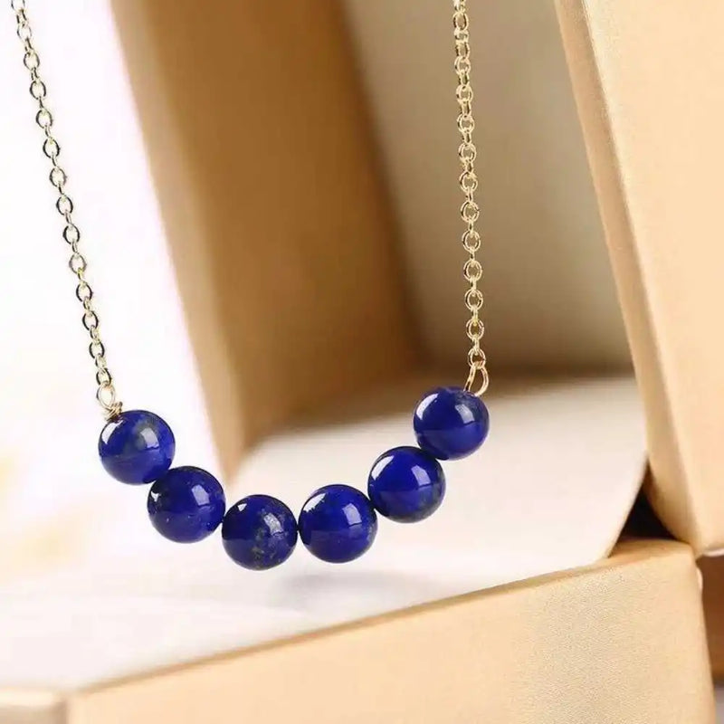 8MM Lapis Lazuli Beads Necklace 18K Chain - Spirituality & Inspiration