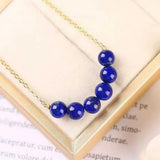 8MM Lapis Lazuli Beads Necklace 18K Chain - Spirituality & Inspiration
