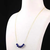 Lapis Lazuli Beads Necklace 18k Chain Meditation Healing Bohemian