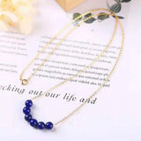 Lapis Lazuli Beads Necklace 18k Chain Meditation Healing Bohemian