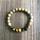 8MM Picture Jaspers & Tiger Eye Men's Bracelet