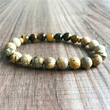 8MM Picture Jaspers & Tiger Eye Men's Bracelet