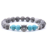 8MM Natural Stone Alloy Owl Bracelet
