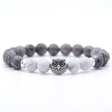 8MM Natural Stone Alloy Owl Bracelet