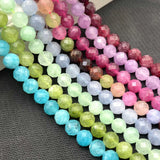 8MM Nat Stone Faceted Aquamarine Morganite Tourmaline Apatite Round Spacer Beads