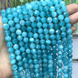 8MM Nat Stone Faceted Aquamarine Morganite Tourmaline Apatite Round Spacer Beads