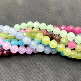 8MM Nat Stone Faceted Aquamarine Morganite Tourmaline Apatite Round Spacer Beads