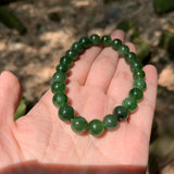 8MM Green Hetian Jade Bracelet Natural Stone Gemstone Jewelry