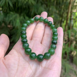 8MM Green Hetian Jade Bracelet Natural Stone Gemstone Jewelry